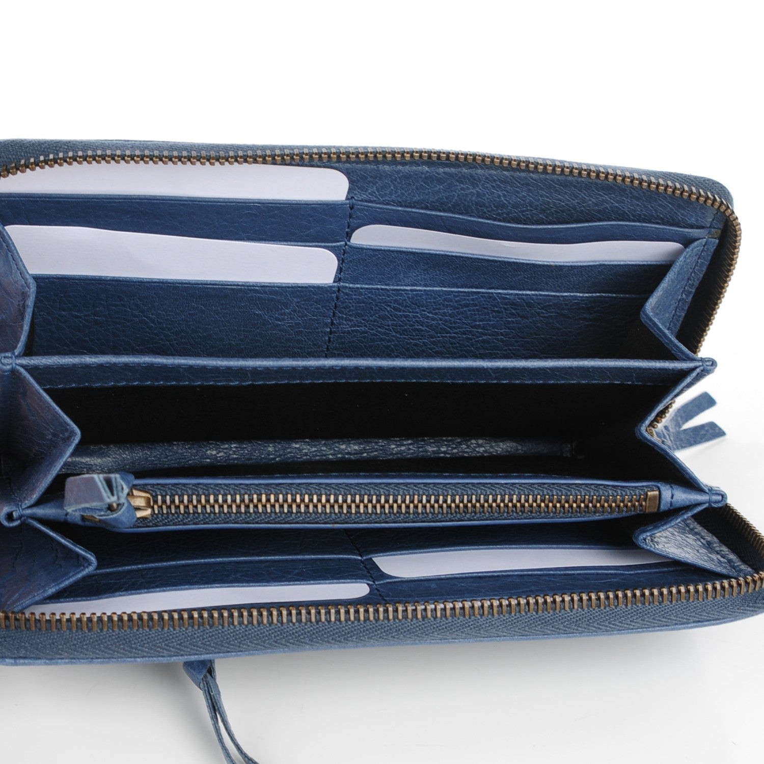 Balenciaga Agneau Classic Hardware Continental Zip Around Wallet Bleu Persan 5 of 8