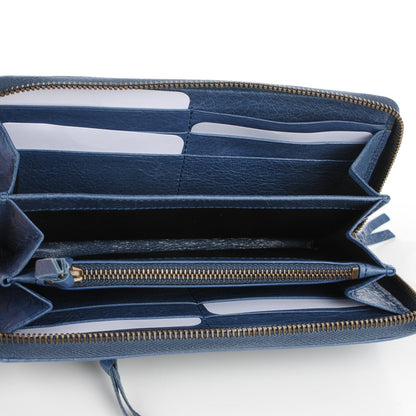 Balenciaga Agneau Classic Hardware Continental Zip Around Wallet Bleu Persan 5 of 8