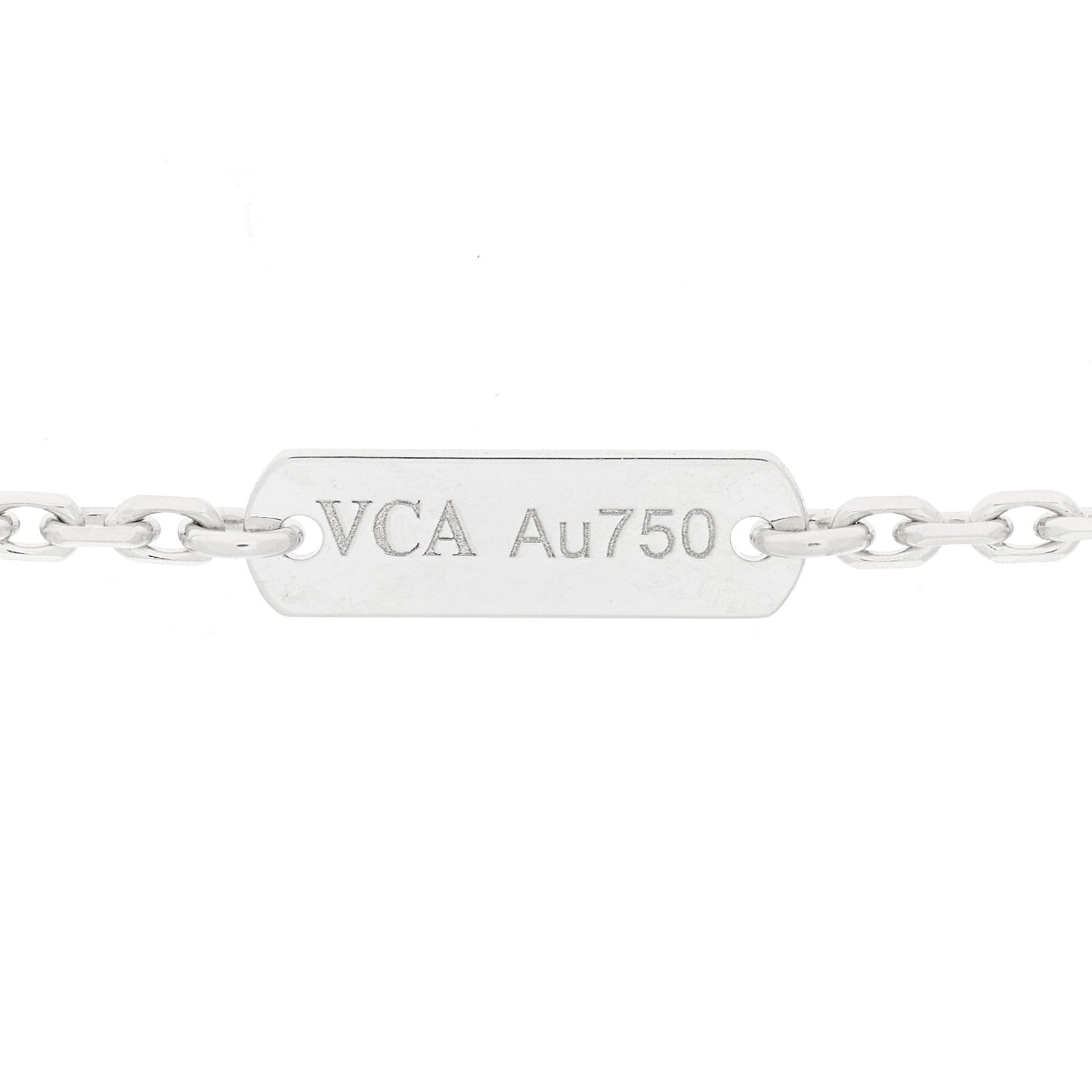 18K White Gold Diamond Guilloche Vintage Alhambra Pendant Necklace