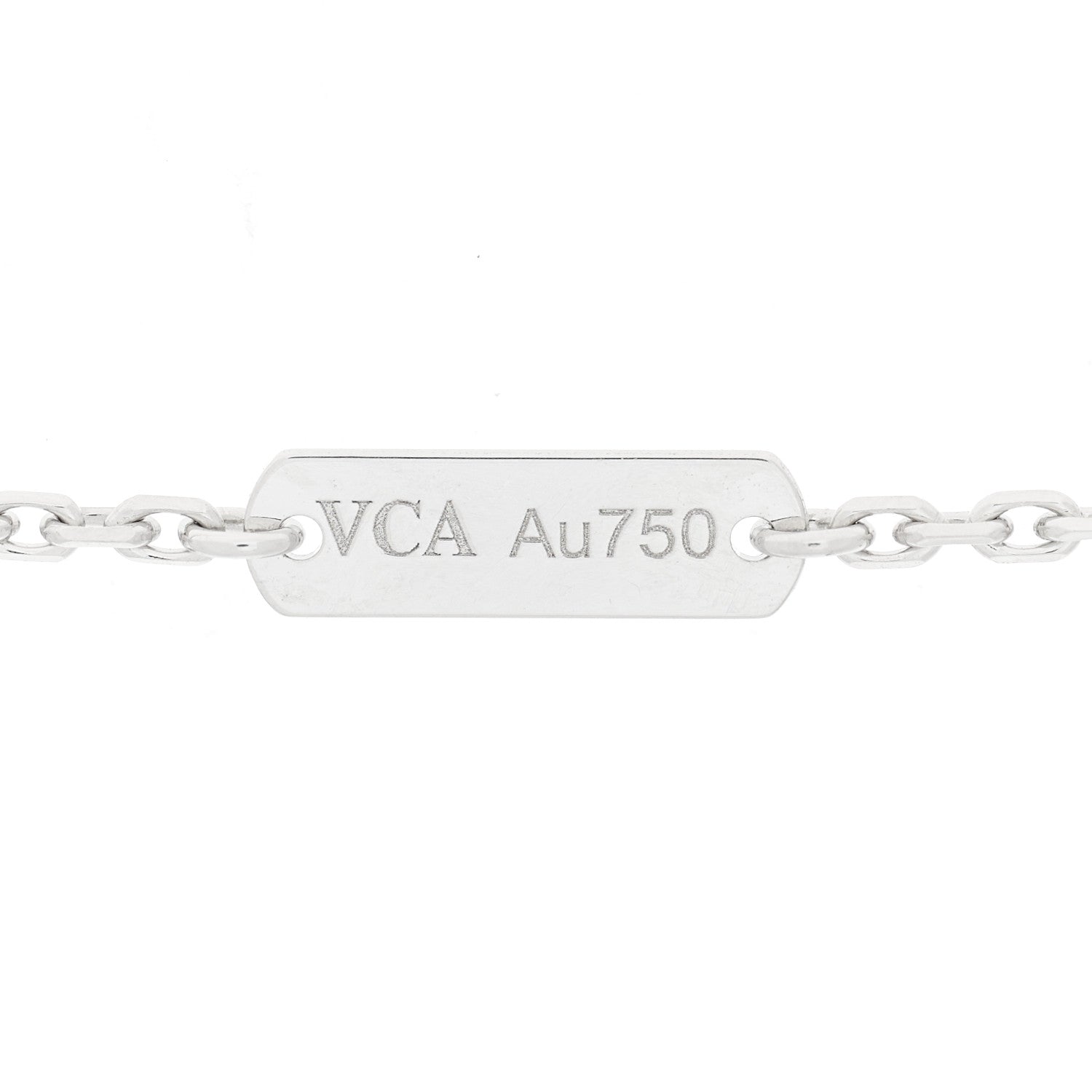Van Cleef & Arpels 18K White Gold Diamond Guilloche Vintage Alhambra Pendant Necklace 6 of 8