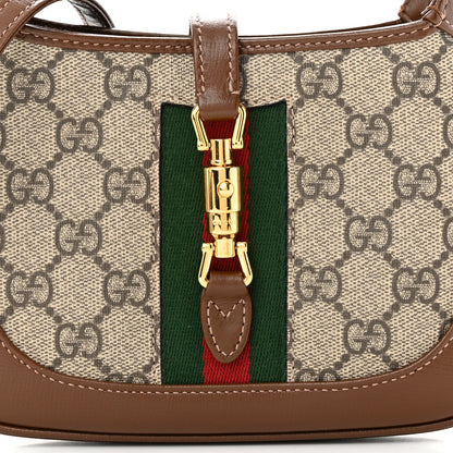 Gucci GG Supreme Monogram Azalea Calfskin Web Mini Jackie 1961 Hobo Beige Ebony Brown Sugar 8 of 10