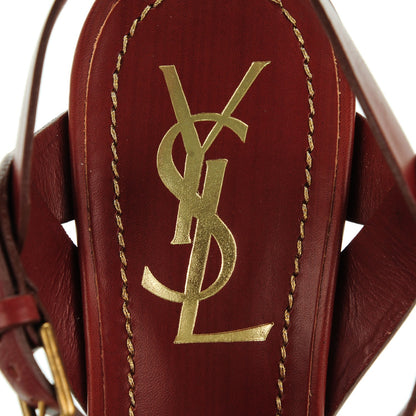 Saint Laurent Calfskin Tribute 105 Platform Sandals 35.5 Dark Cuoio Paint 7 of 8