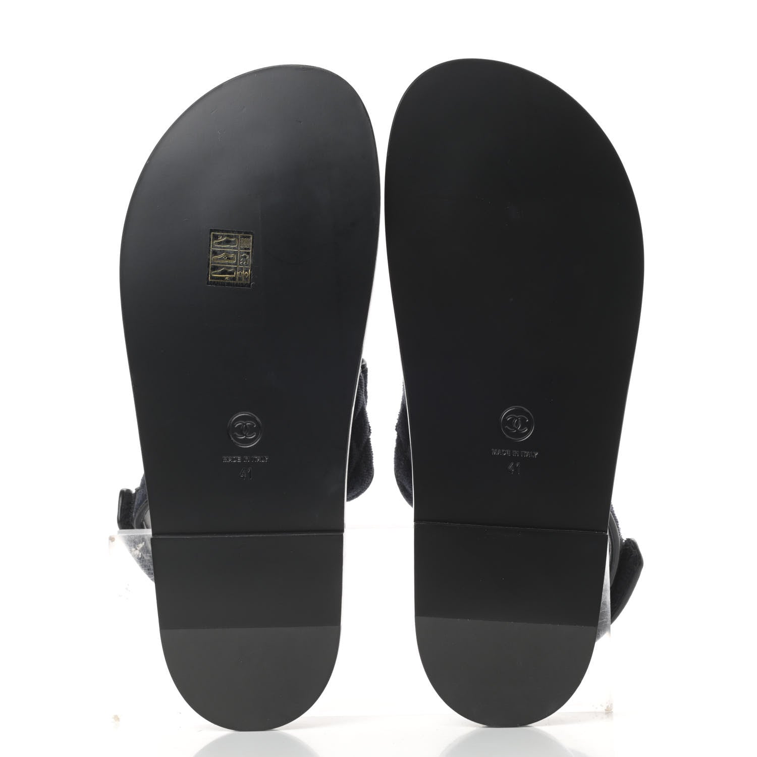 Chanel Velvet Velcro Dad Sandals 41 Navy Blue 5 of 9