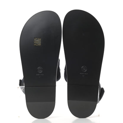 Chanel Velvet Velcro Dad Sandals 41 Navy Blue 5 of 9