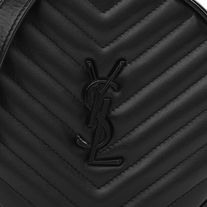 Saint Laurent Calfskin Matelasse Chevron Round Vinyle Camera Bag Black 8 of 11