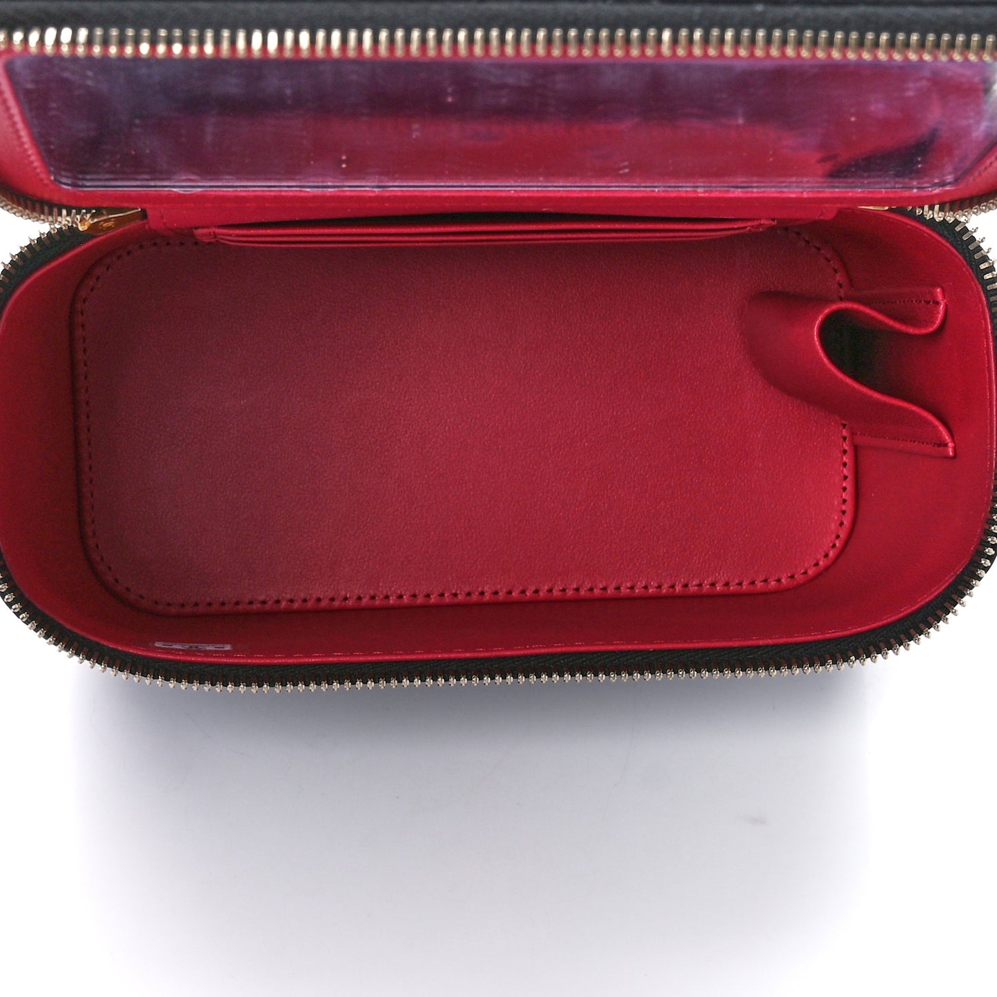 Lambskin Quilted Sweet Camellia Small Vanity Case With Chain Black