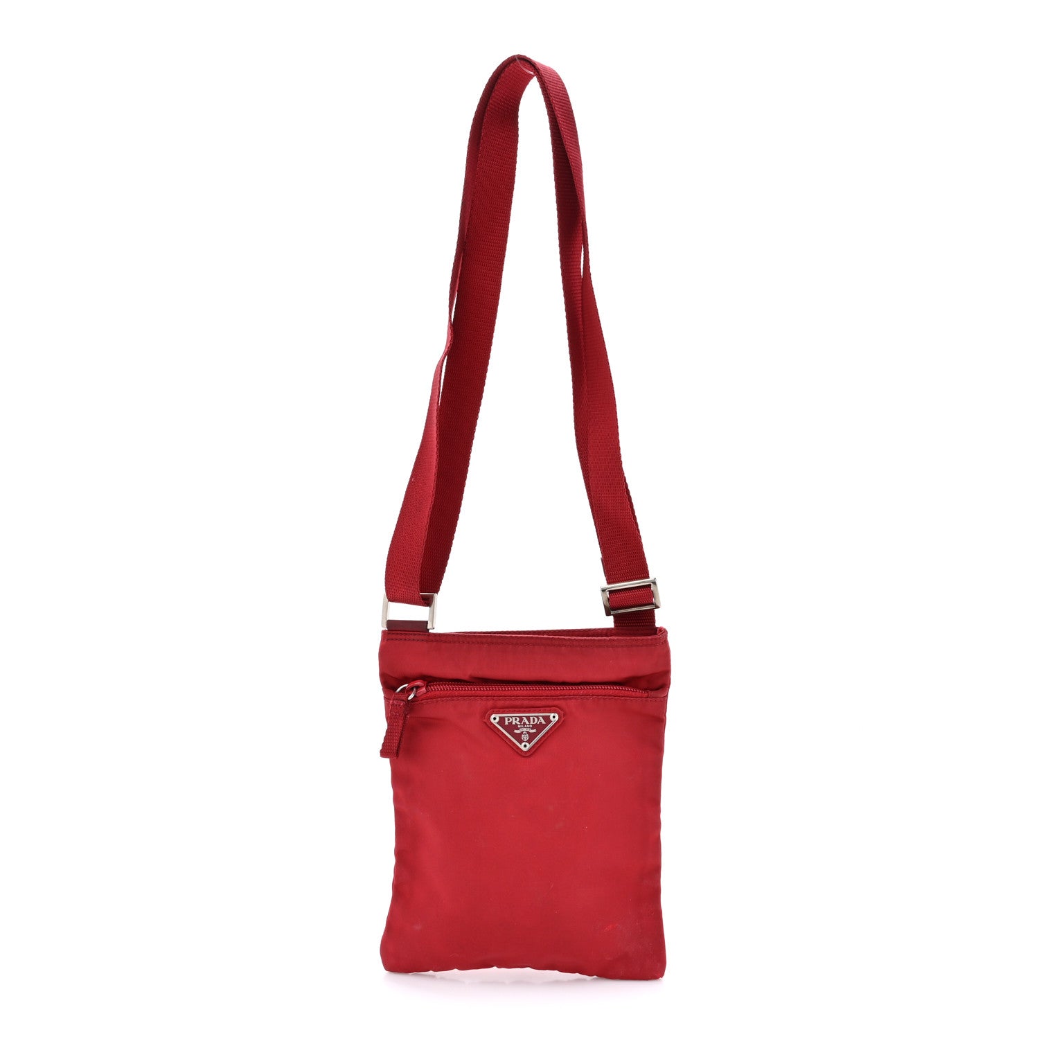 Prada Nylon Small Flat Messenger Bag Cherry 1 of 13