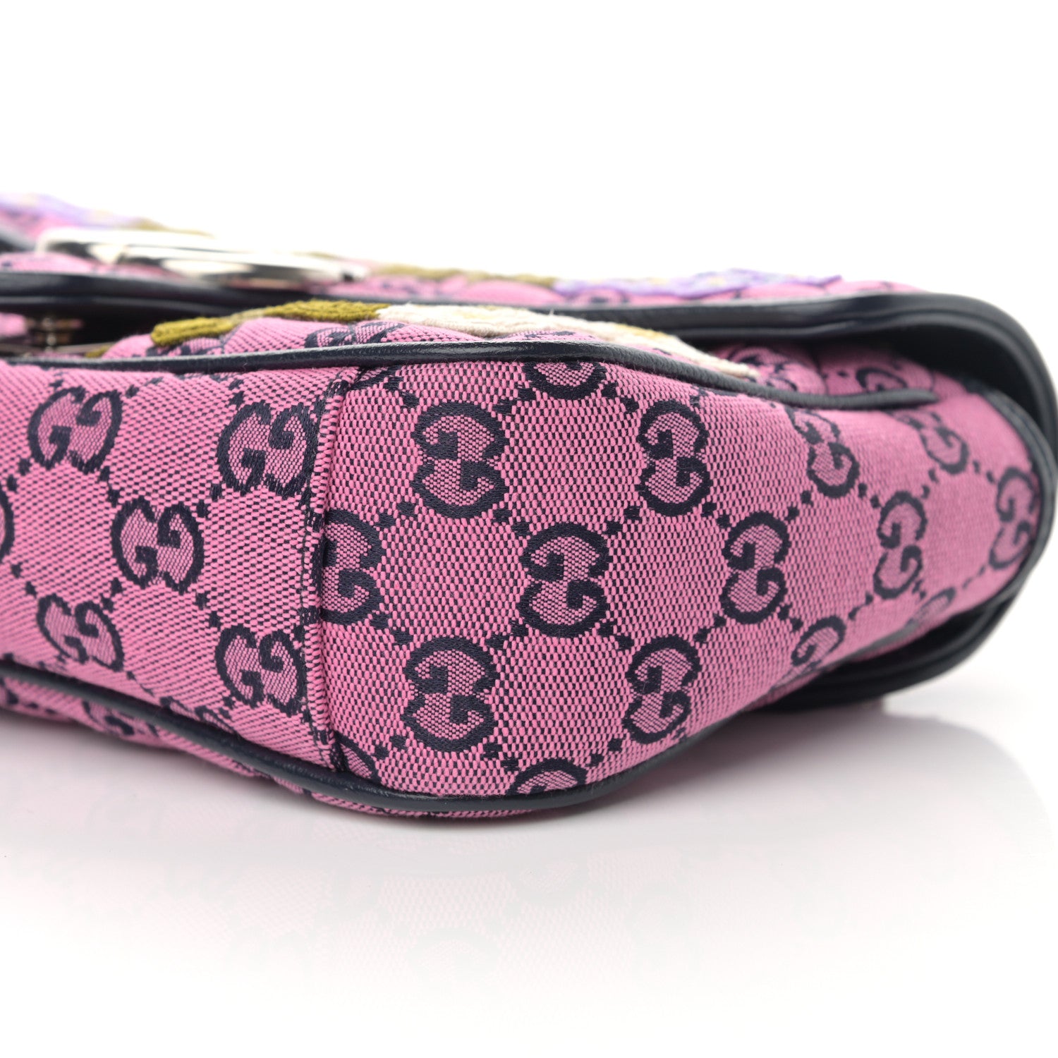 Gucci Monogram Multicolor Matelasse Diagonal Floral Embroidered Small GG Marmont Shoulder Bag Pink Blue Ivory Green Lilac 10 of 11