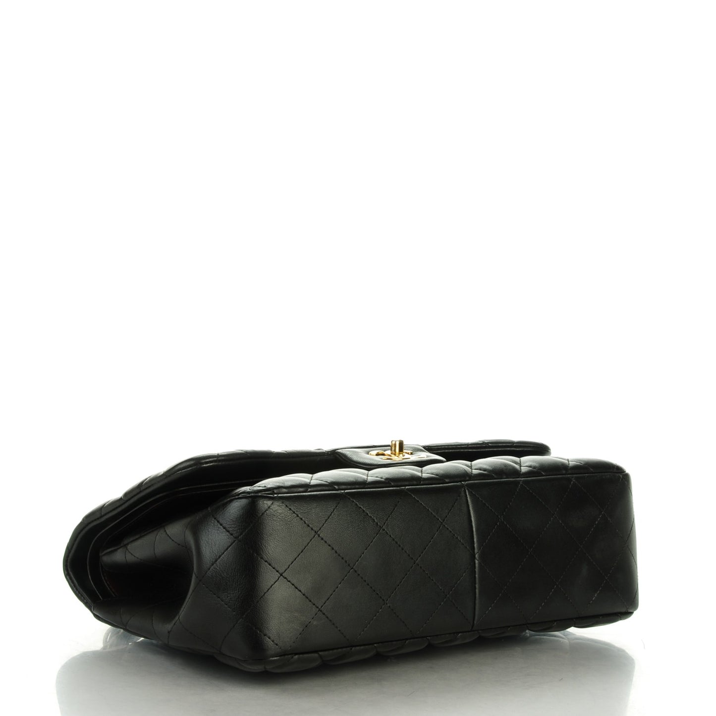 Lambskin Quilted Jumbo Double Flap Black