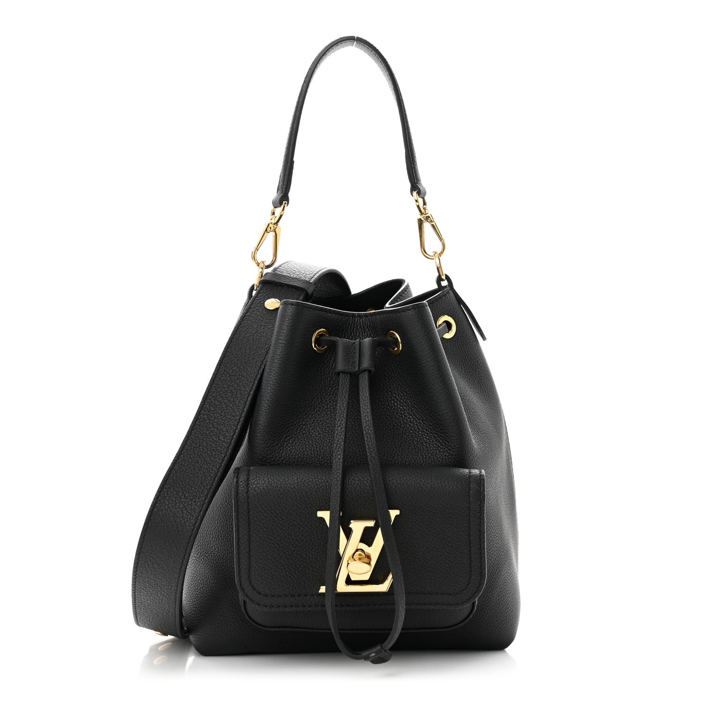 Calfskin Lockme Bucket MM Black