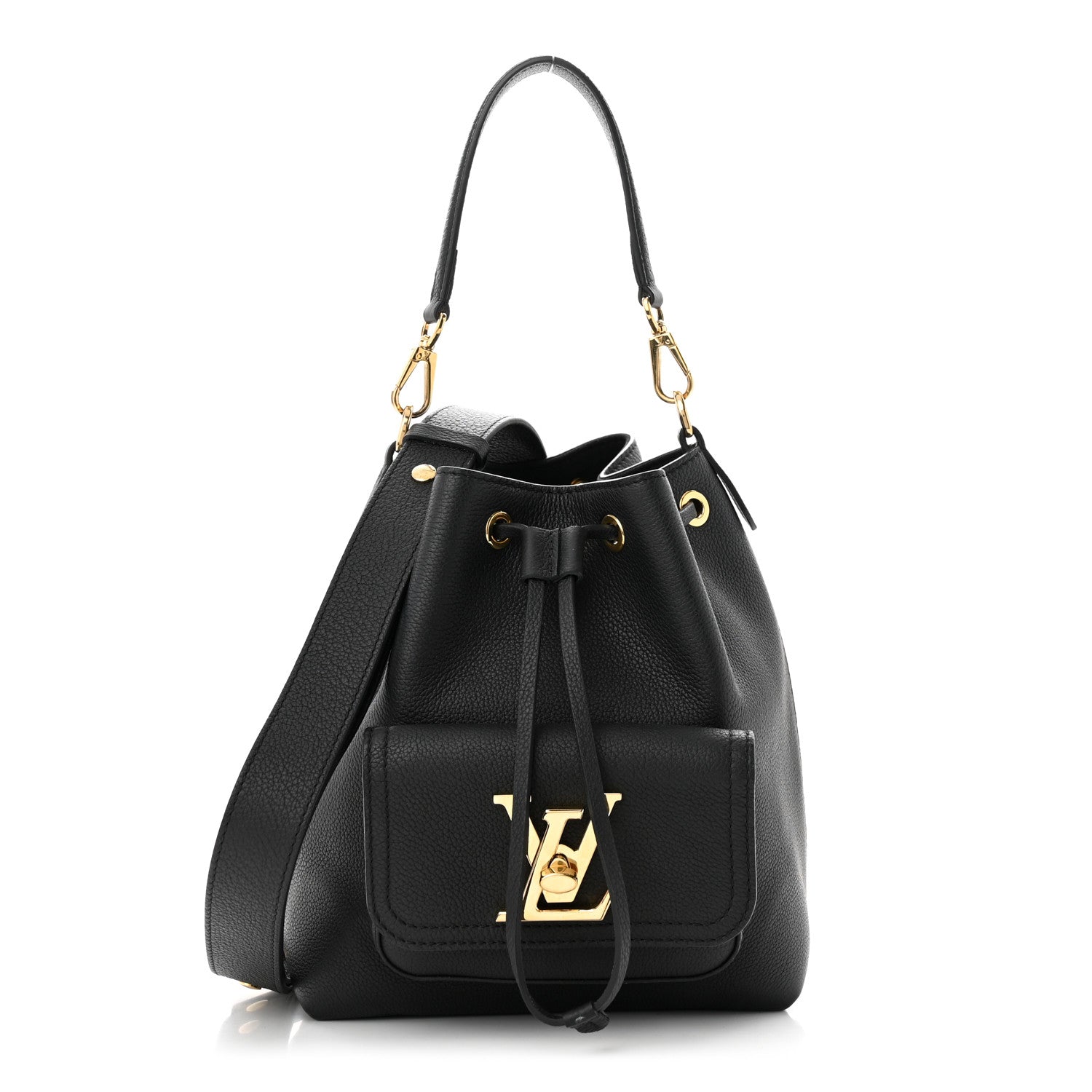 Louis Vuitton Calfskin Lockme Bucket MM Black 1 of 9