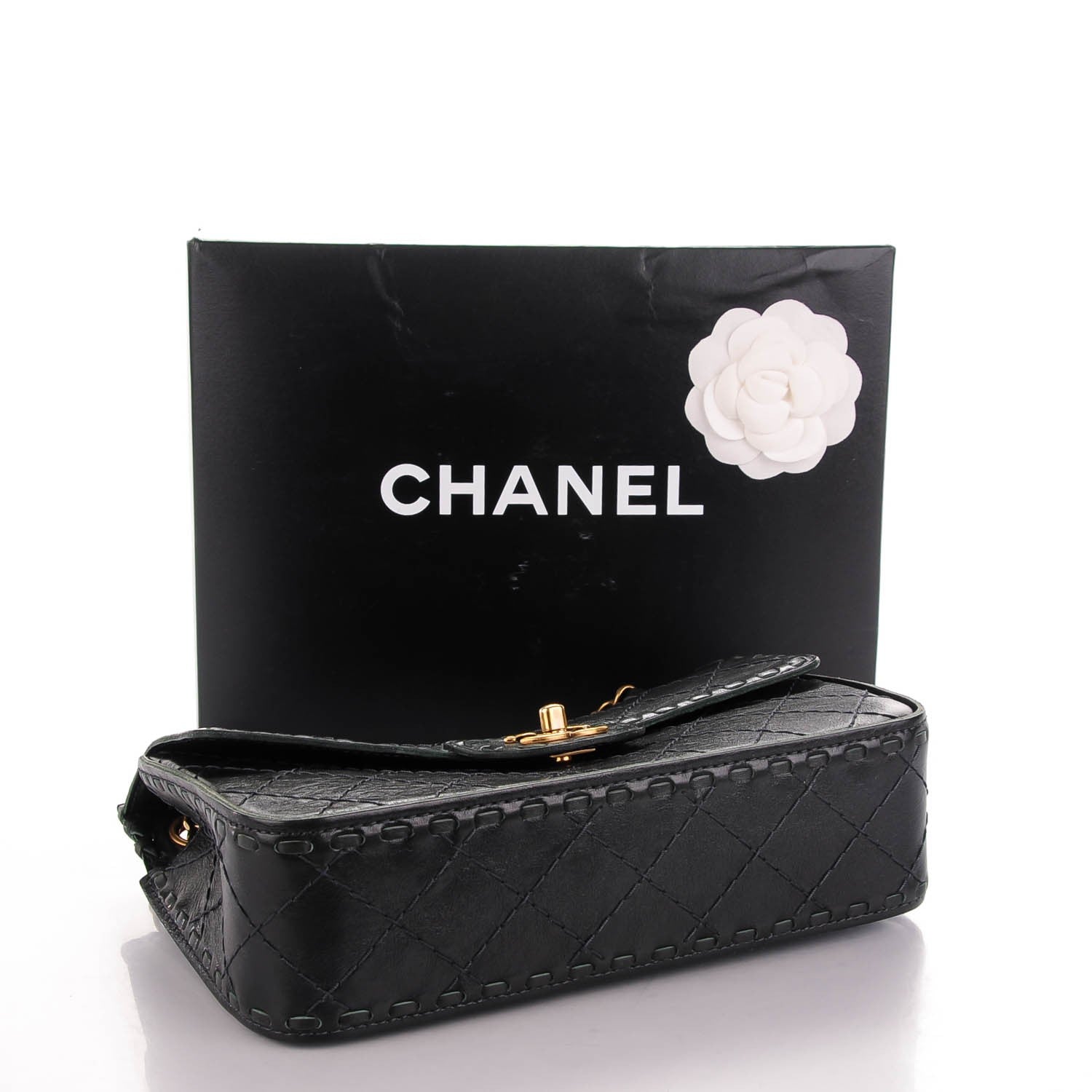 Chanel Calfskin Stitched Medium Vintage Flap Dark Green 4 of 8