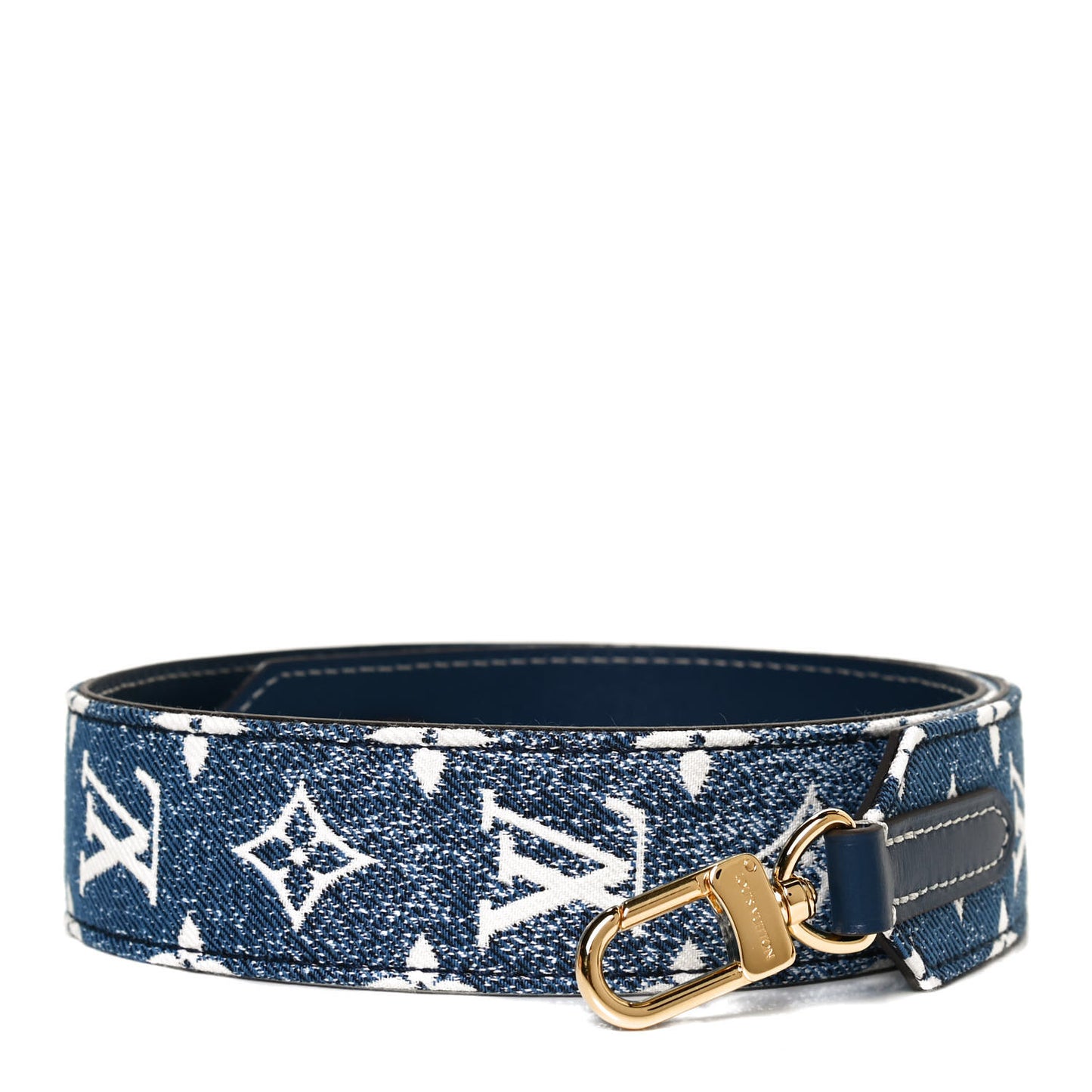 Denim Monogram Jacquard Bandouliere Shoulder Strap Bleu