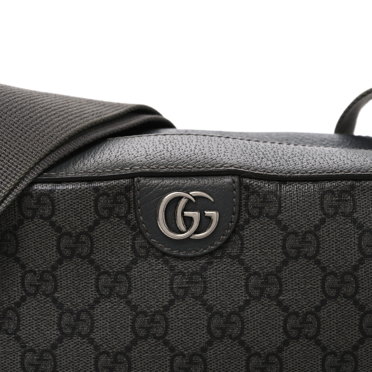Gucci GG Supreme Monogram Textured Dollar Calfskin Ophidia Shoulder Bag Grey Black Graphite Grey 8 of 10