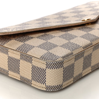 Louis Vuitton Damier Azur Pochette Felicie Chain Wallet Rose Ballerine 10 of 18