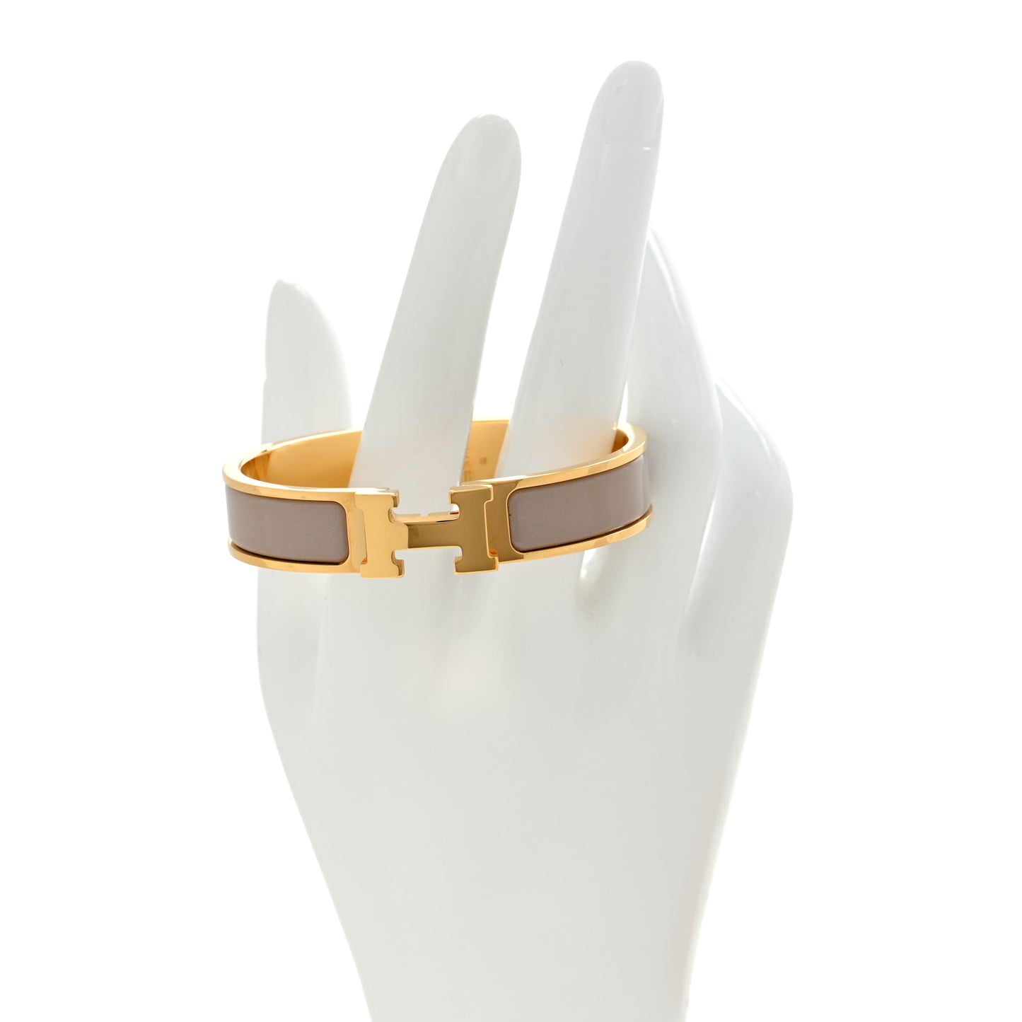 Enamel Narrow Clic Clac H Bracelet PM Marron Glace