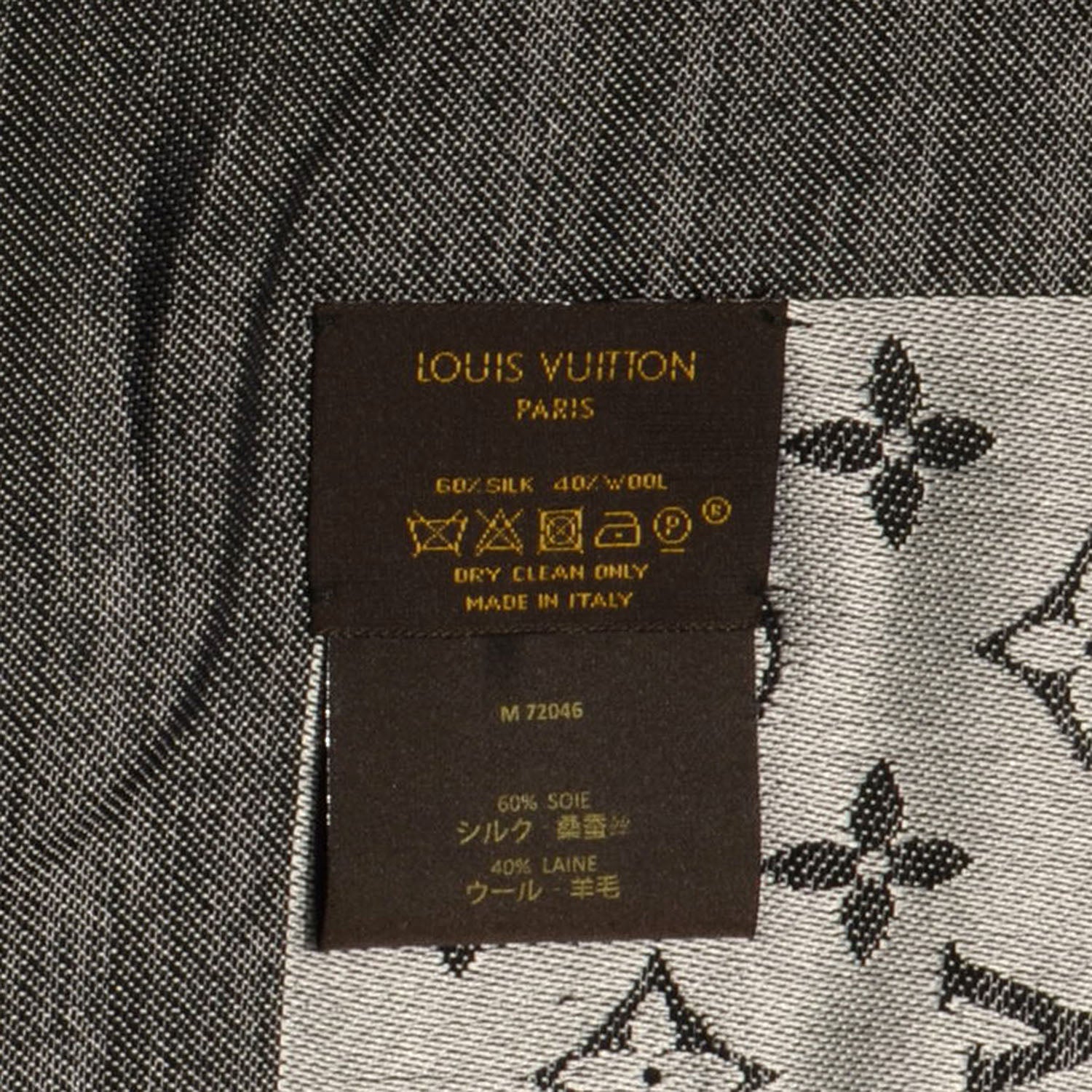 Louis Vuitton Wool Silk Monogram Denim Shawl Black 4 of 5