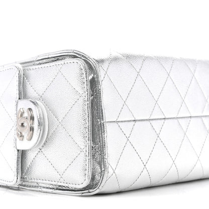 Chanel Metallic Caviar Quilted Mini Chanel 25 Handbag Silver 9 of 10