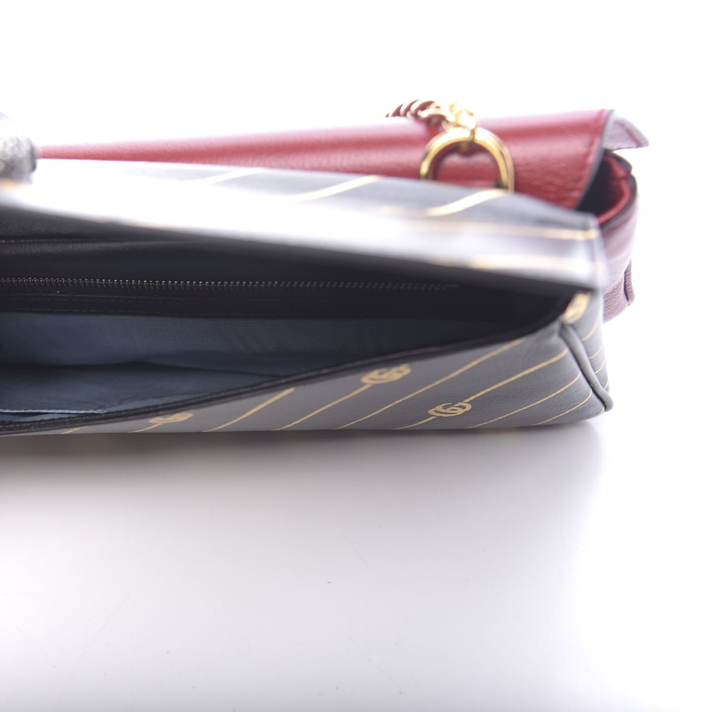 Calfskin Diagonal GG Medium Thiara Double Envelope Shoulder Bag Black Red