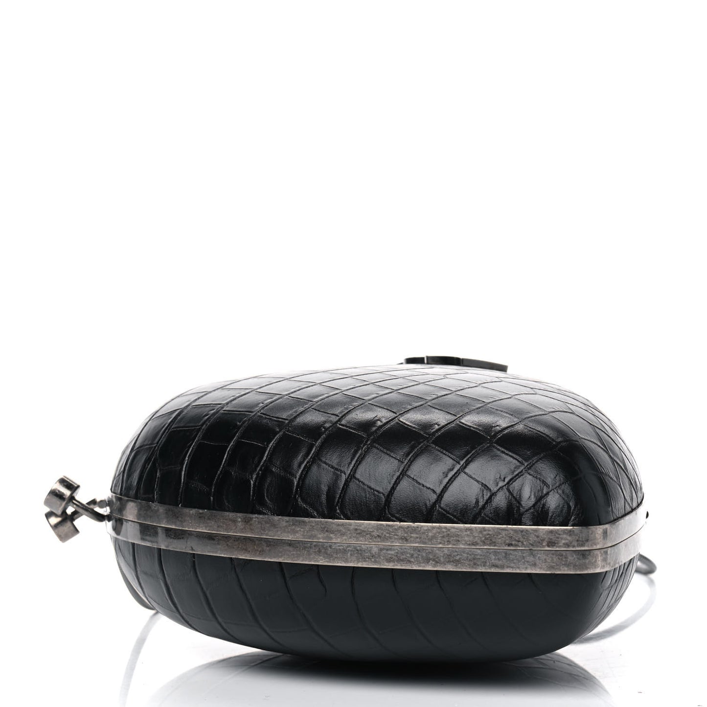 Calfskin Crocodile Embossed Monogram Love Box Bag Black