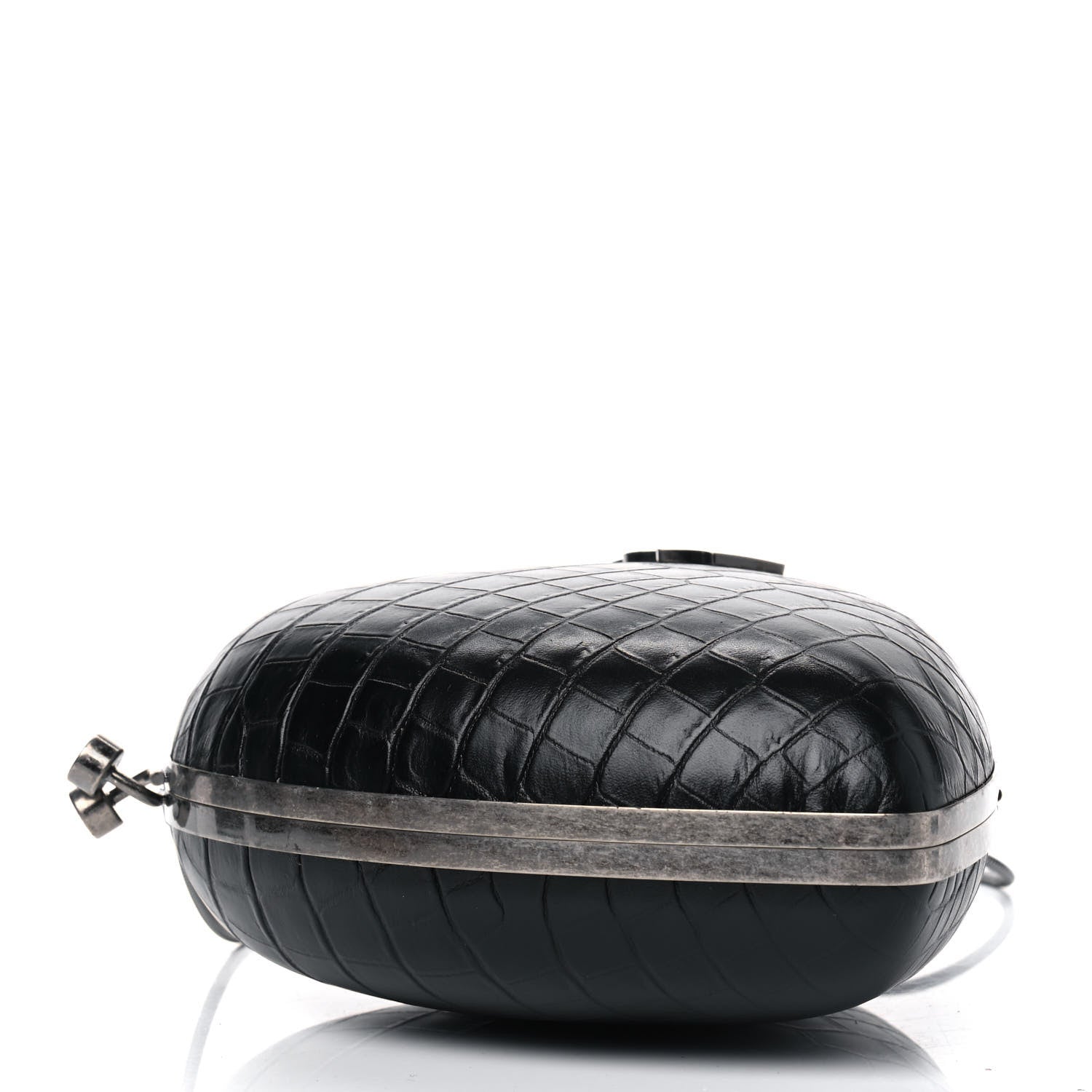 Saint Laurent Calfskin Crocodile Embossed Monogram Love Box Bag Black 3 of 6