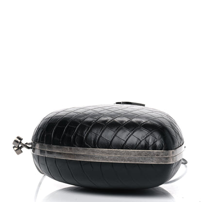 Saint Laurent Calfskin Crocodile Embossed Monogram Love Box Bag Black 3 of 6