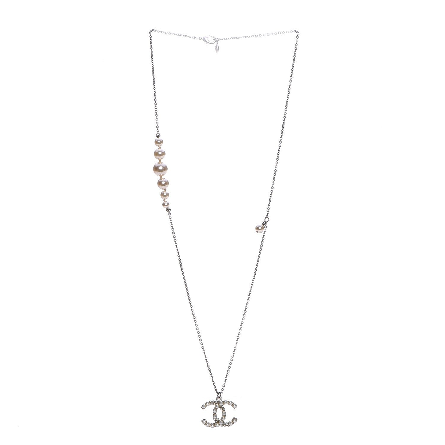Chanel Pearl CC Chain Necklace Silver 3 of 6