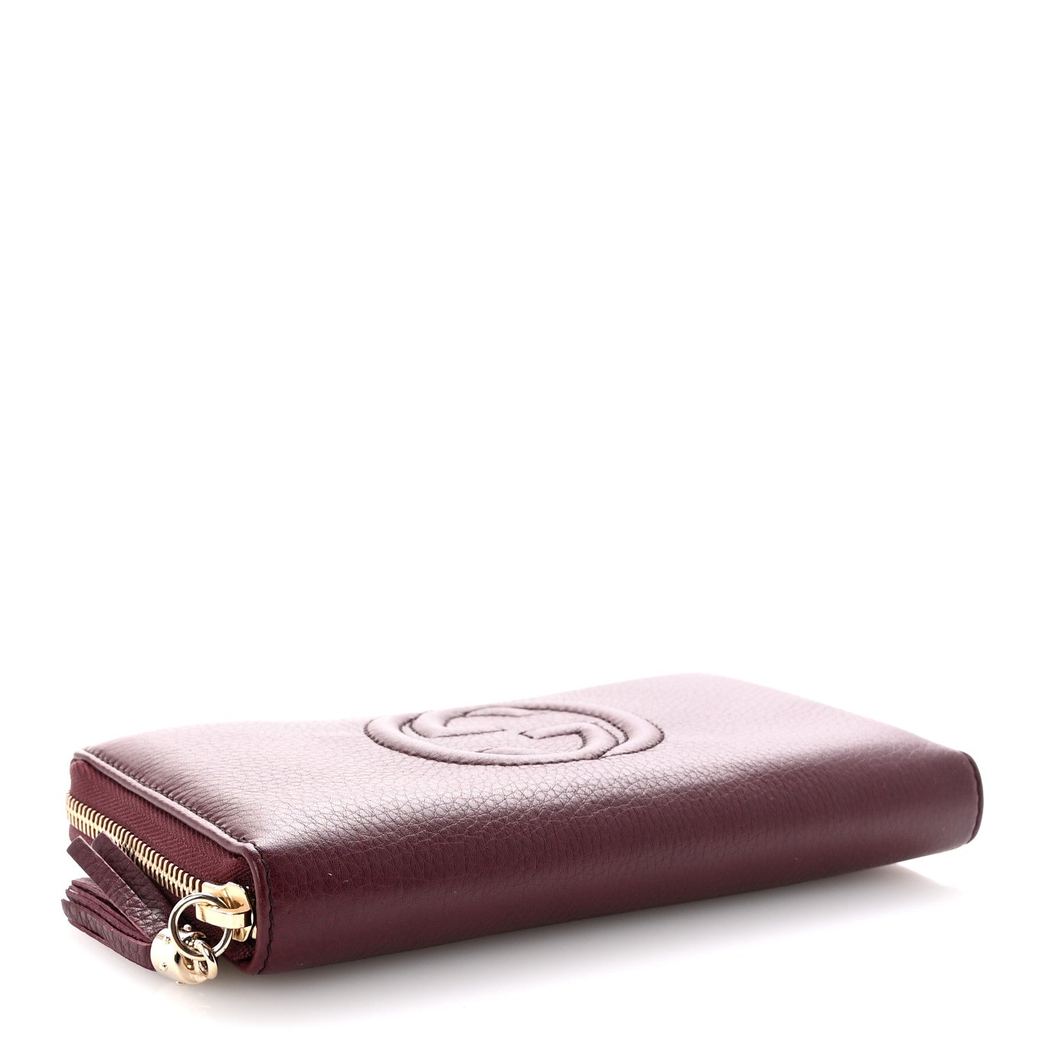 Gucci Pebbled Calfskin Soho Zip Around Wallet Classic Burgundy 4 of 8