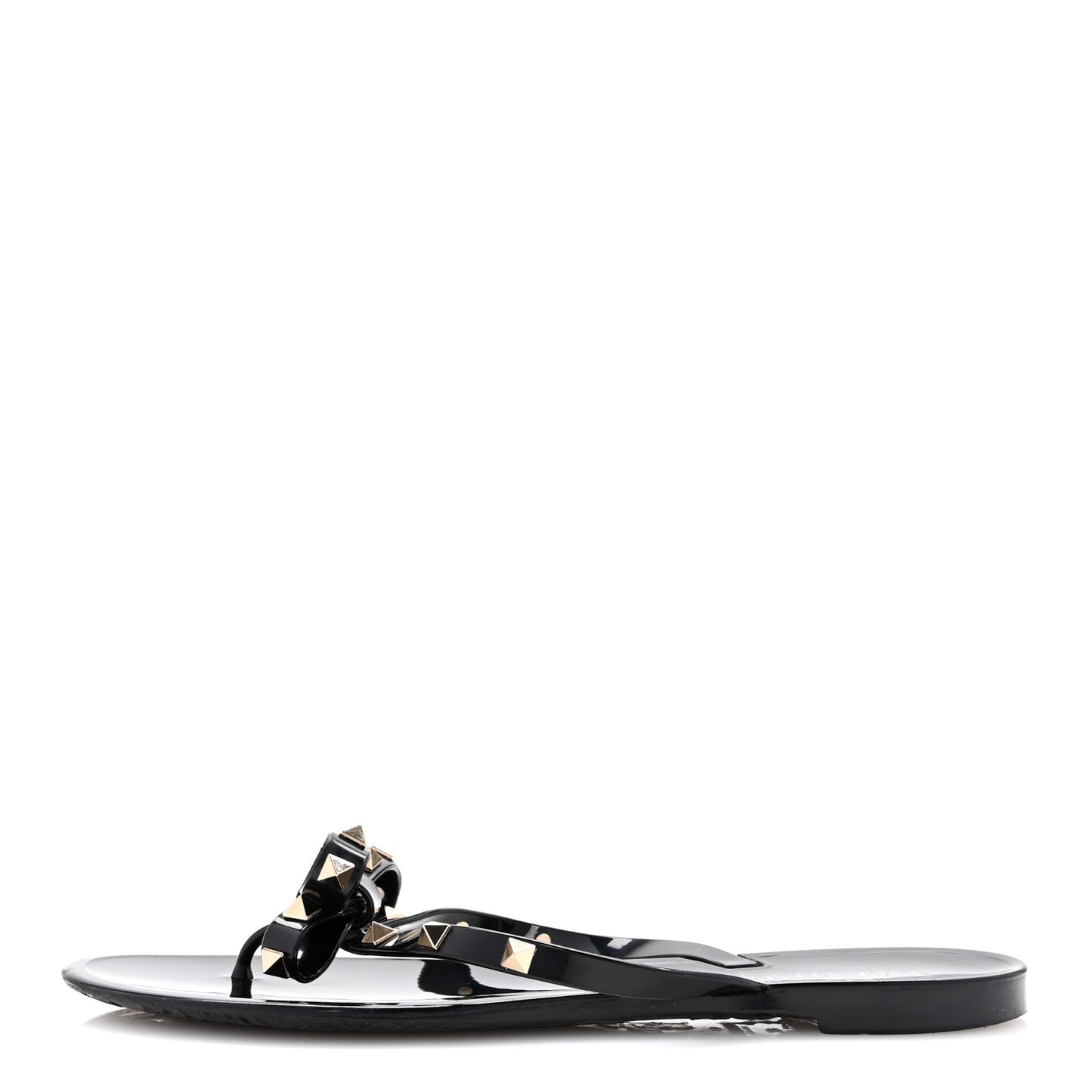 PVC Jelly Rockstud Bow Thong Sandals 41 Black