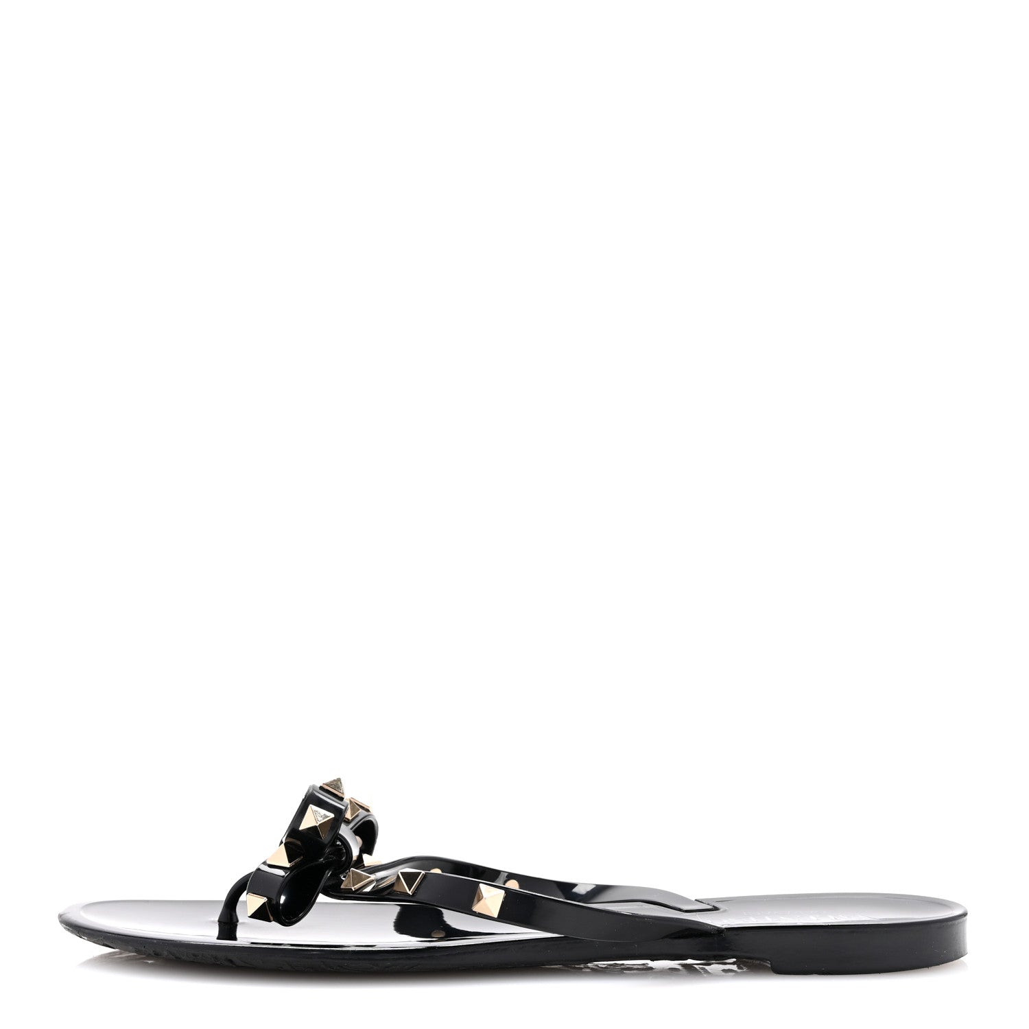 Valentino Garavani PVC Jelly Rockstud Bow Thong Sandals 41 Black 1 of 10