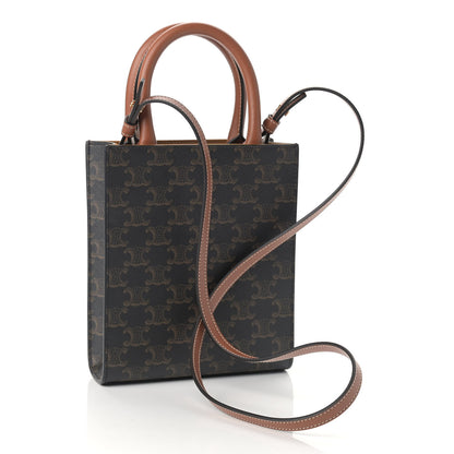 Celine Triomphe Canvas Calfskin Mini Vertical Cabas Tan 3 of 7