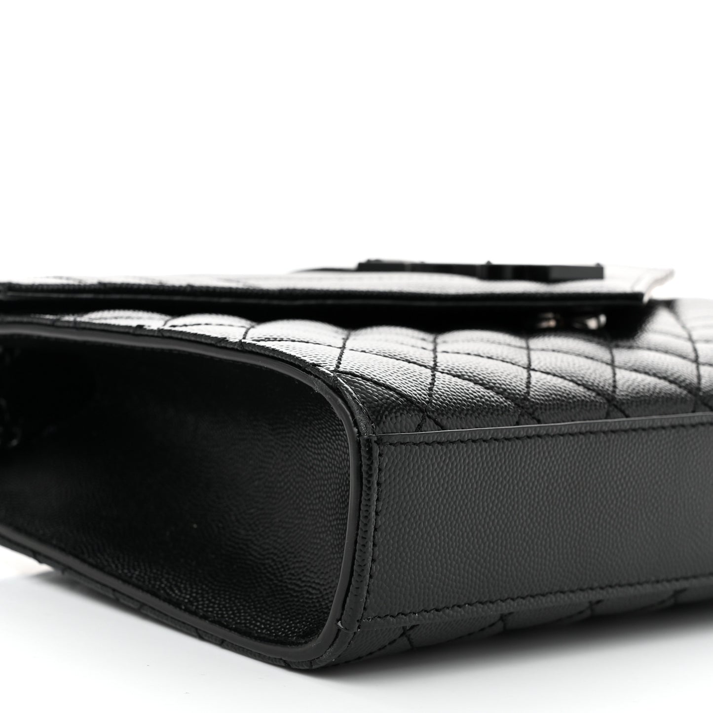 Grain De Poudre Textured Mixed Matelasse Triquilt Medium Monogram Monochrome Satchel Black