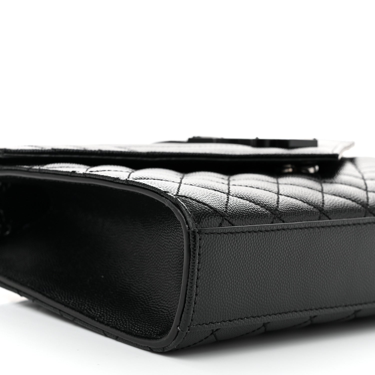 Saint Laurent Grain De Poudre Textured Mixed Matelasse Triquilt Medium Monogram Monochrome Satchel Black 9 of 10