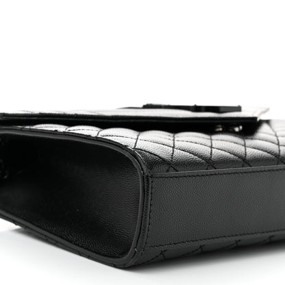 Saint Laurent Grain De Poudre Textured Mixed Matelasse Triquilt Medium Monogram Monochrome Satchel Black 9 of 10