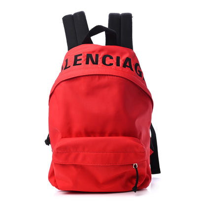 Balenciaga Sport Nylon Logo Embroidered S Wheel Backpack Bright Red Black 1 of 8