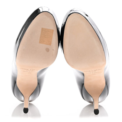Jimmy Choo Patent Napa Sepia Platform Pumps 35 Nude Black 6 of 9