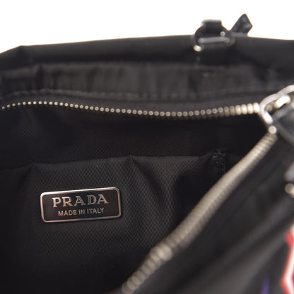 Prada X UNIVERSAL STUDIOS Tessuto Nylon Soft Calfskin Frankenstein Heart Chain Shopping Tote Black 6 of 12