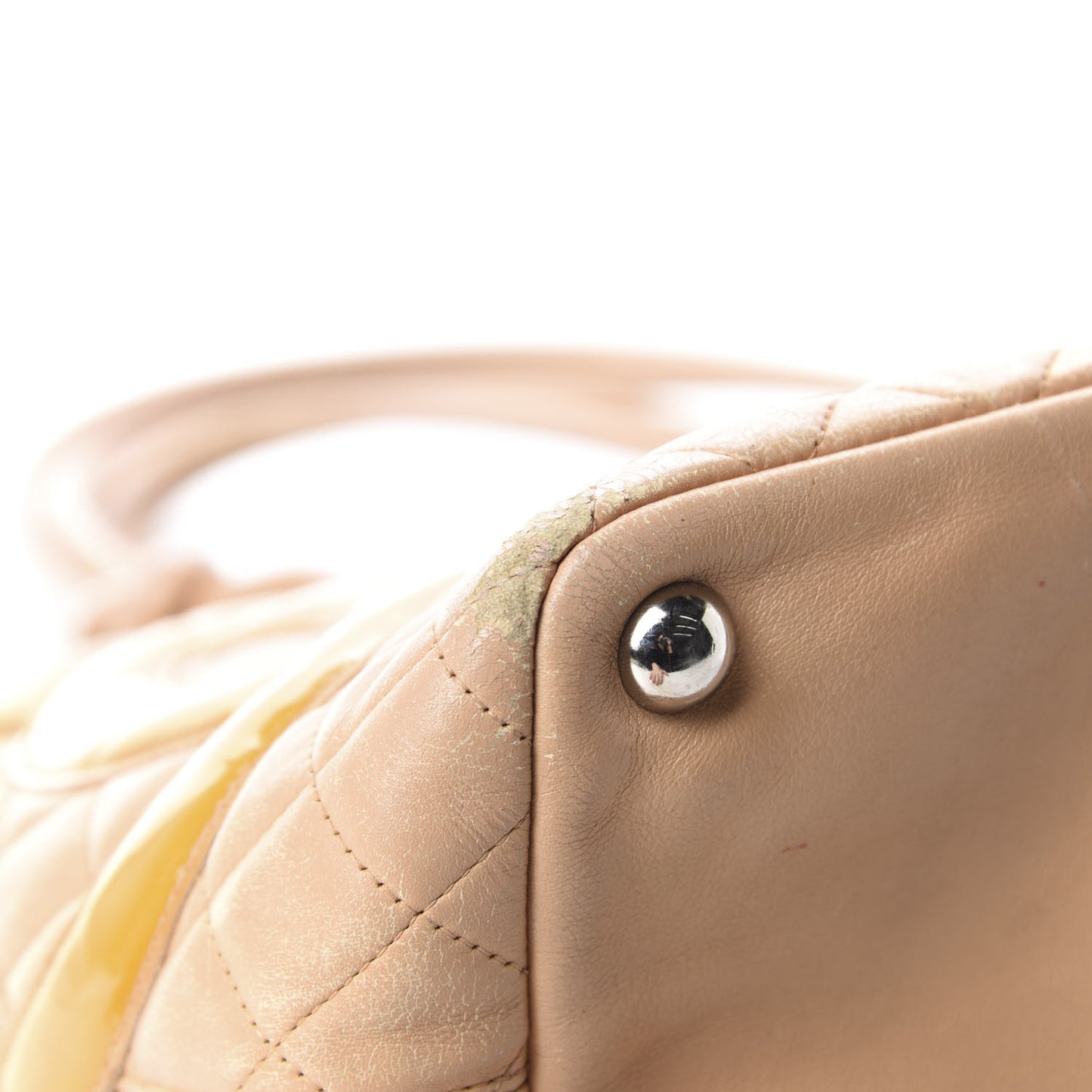 Calfskin Quilted Large Cambon Tote Beige