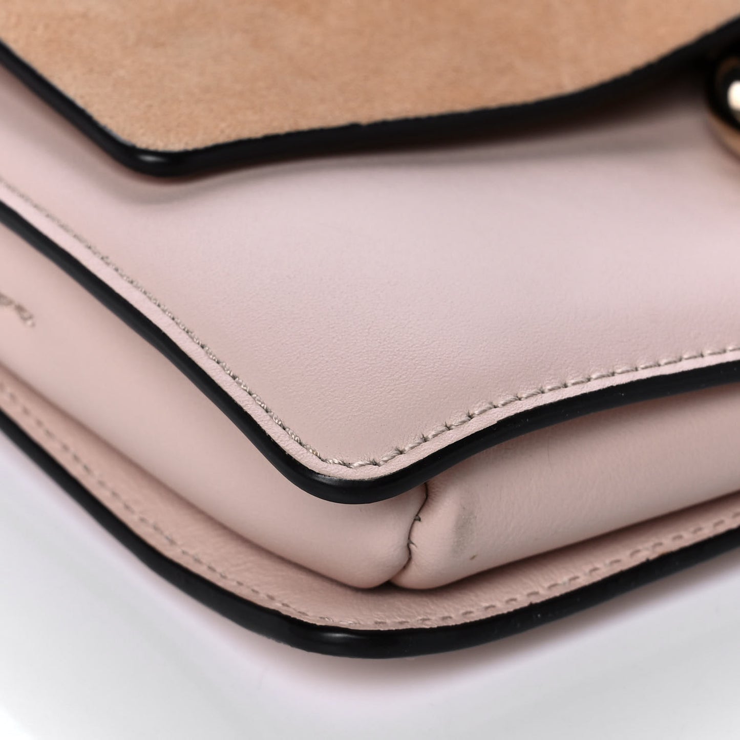 Suede Calfskin Small Faye Shoulder Bag Blushy Pink