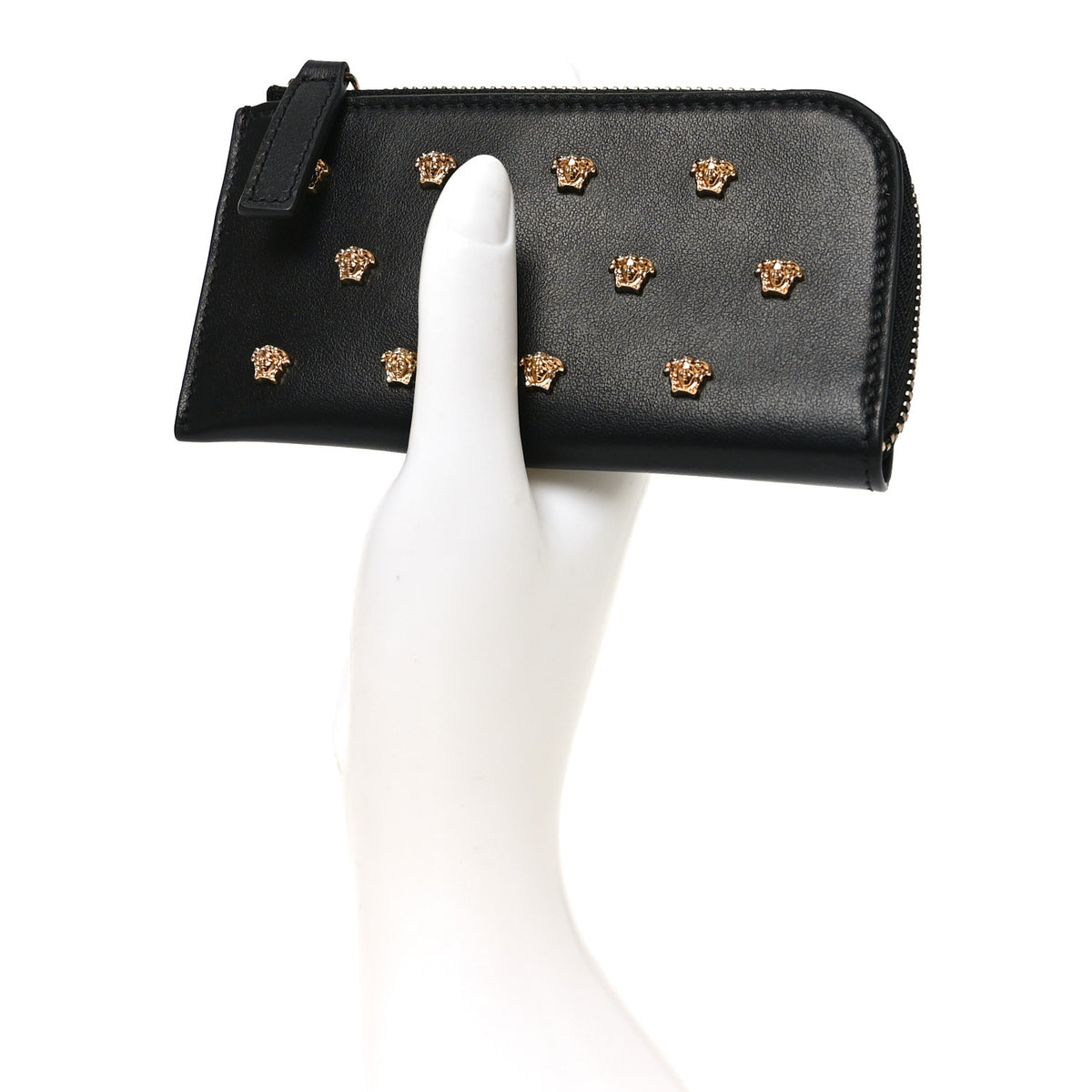 Nappa La Medusa Studded Zip Pouch Card Holder Black