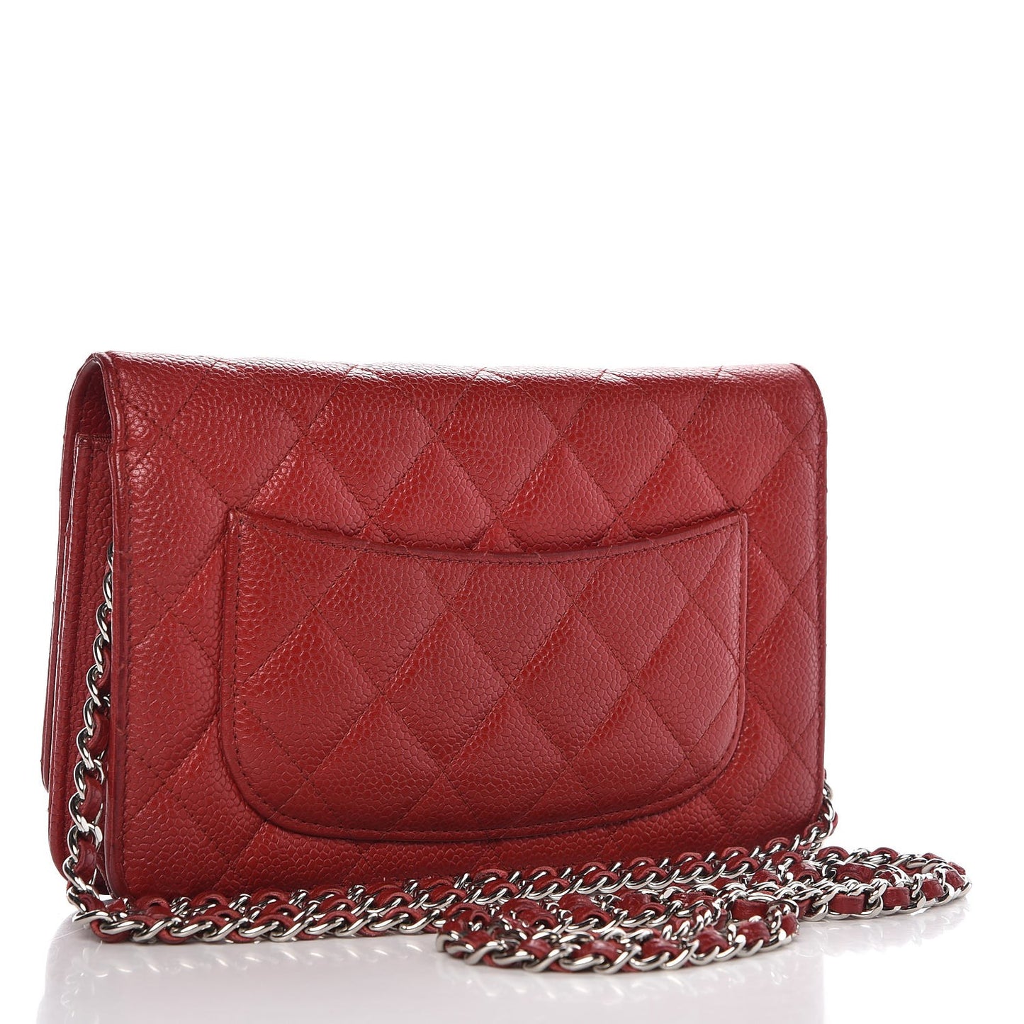 Caviar Quilted Wallet on Chain WOC Red