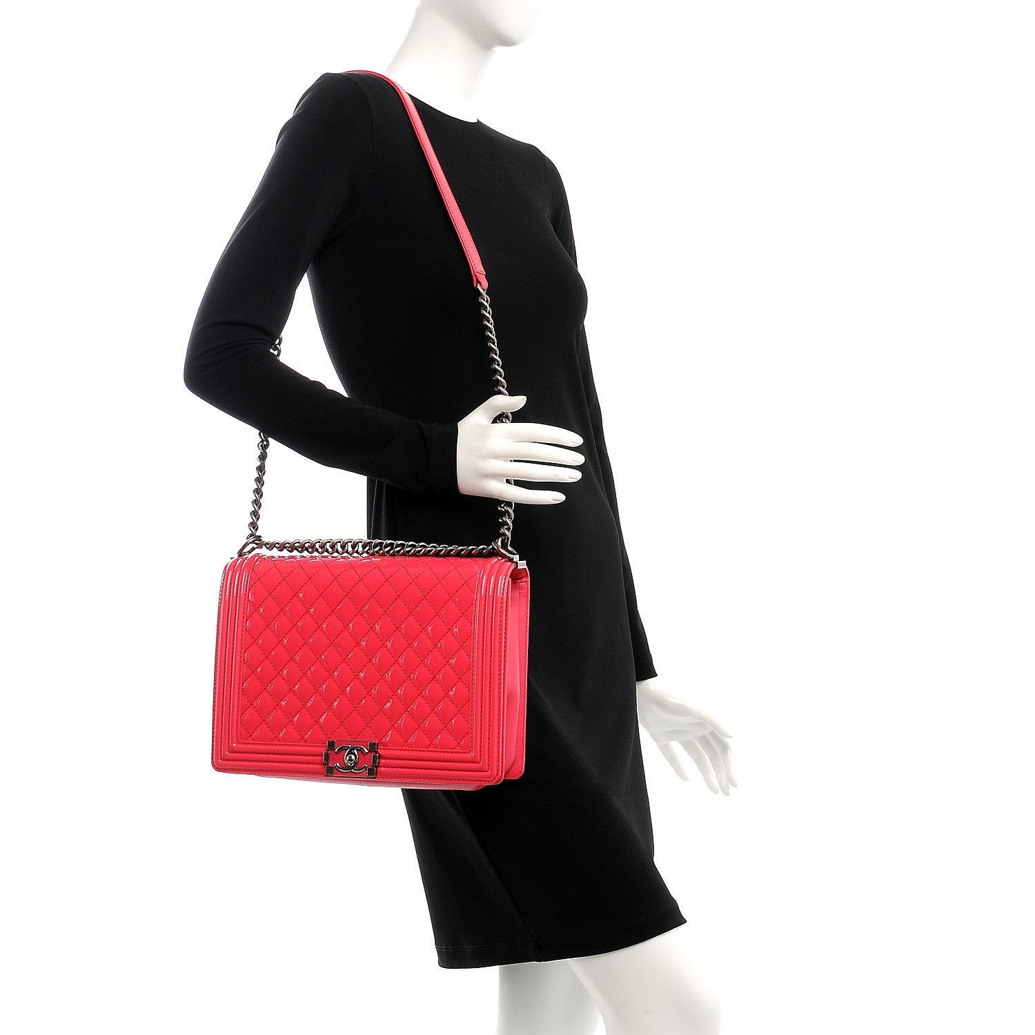 Chanel Patent Quilted Large Boy Flap Pink 2 of 16