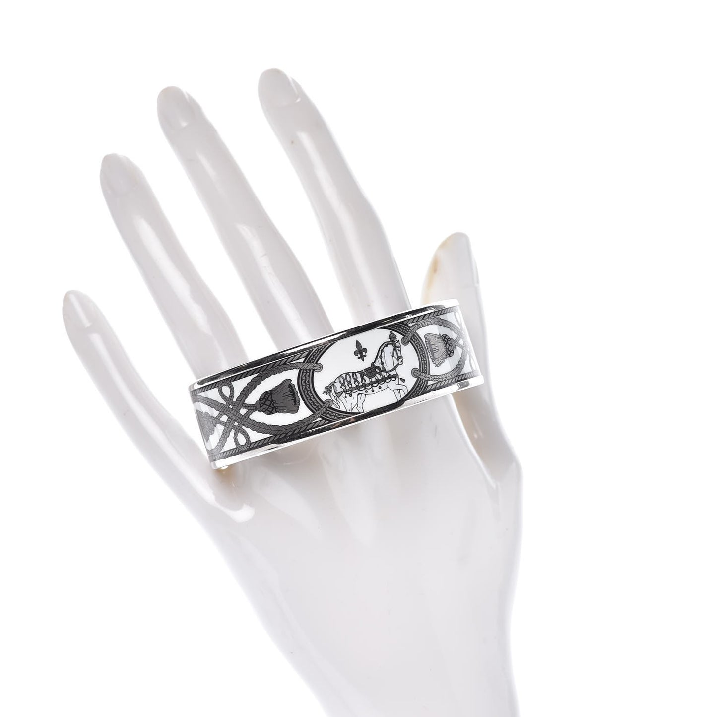 Enamel Printed Wide Grand Apparat Bracelet 65 White