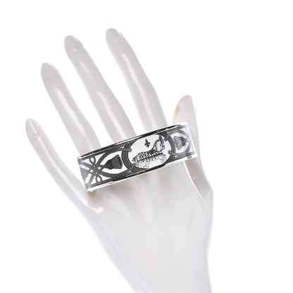 Hermes Enamel Printed Wide Grand Apparat Bracelet 65 White 2 of 6
