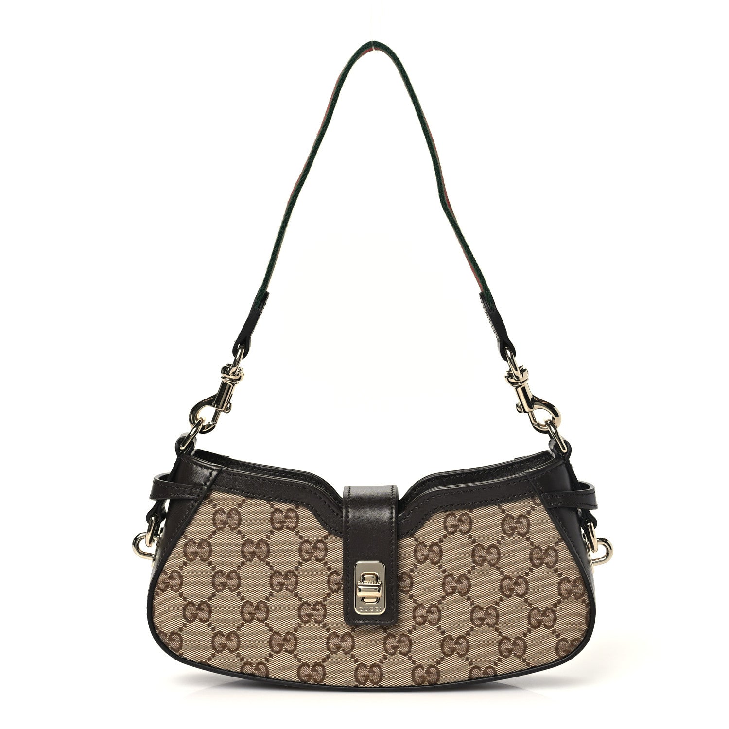 Gucci Calfskin Monogram Mini Moon Side Shoulder Bag Brown 1 of 9