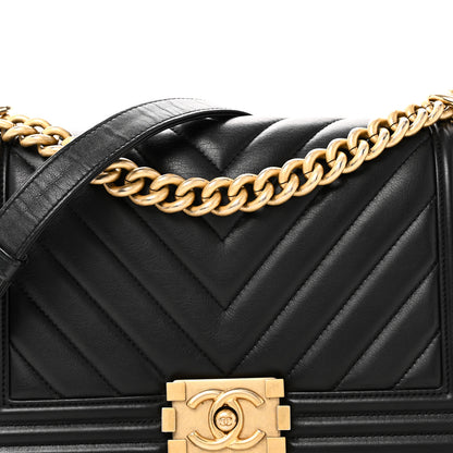 Chanel Lambskin Chevron Quilted Medium Boy Flap Black 8 of 10