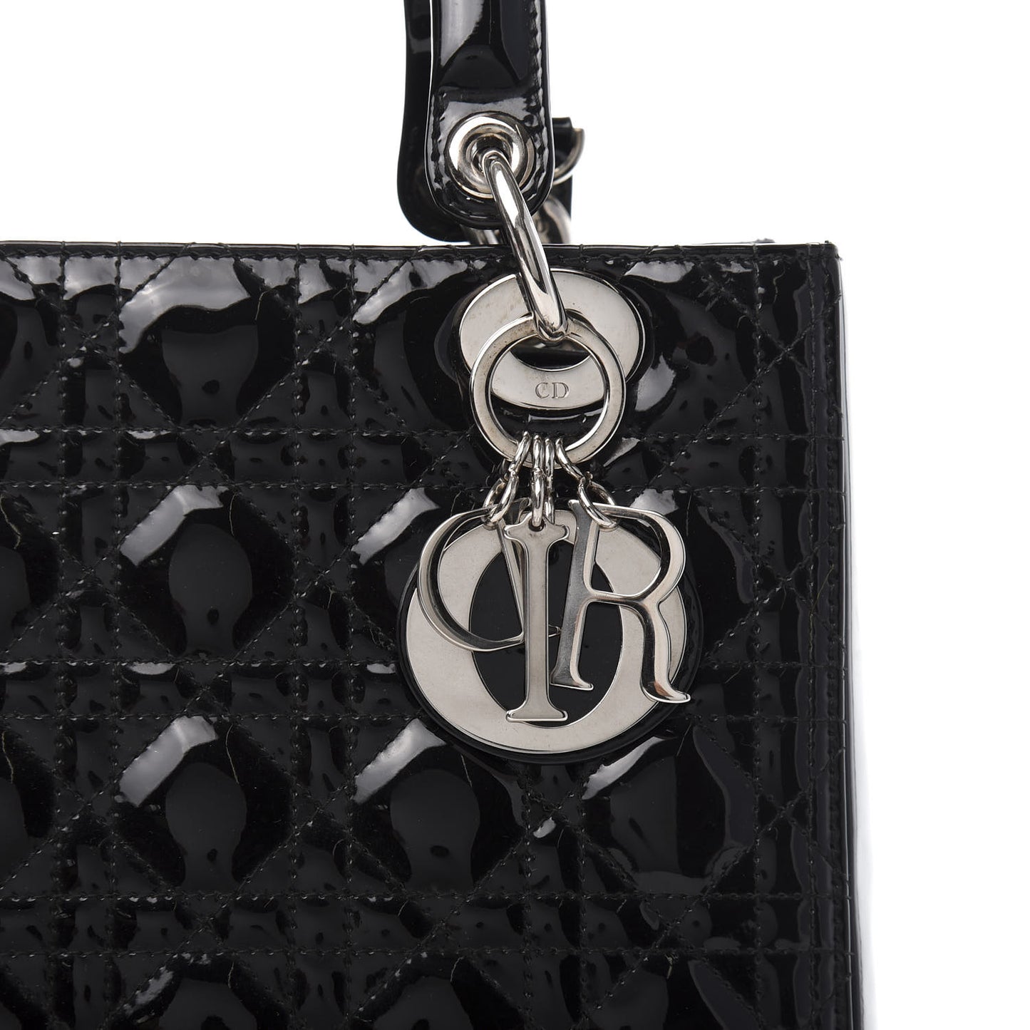 Patent Cannage Medium Lady Dior Black