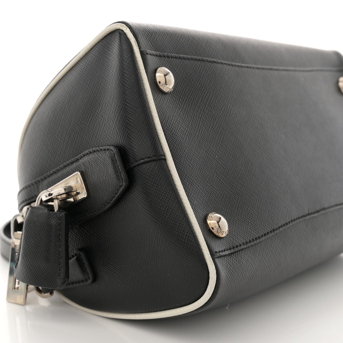 Saffiano Lux Top Handle Crossbody Bag Black Talco