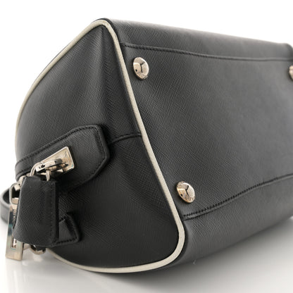 Prada Saffiano Lux Top Handle Crossbody Bag Black Talco 9 of 11