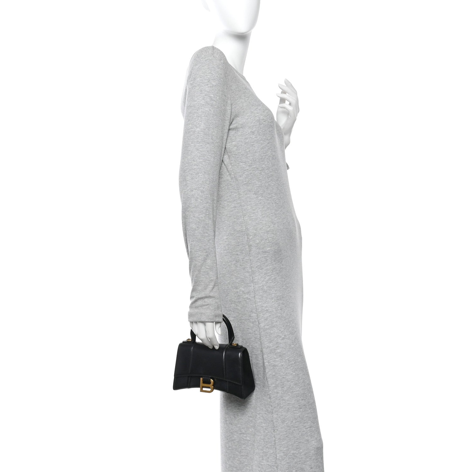 Balenciaga Shiny Box Calfskin Hourglass Top Handle Bag XS Black 2 of 17